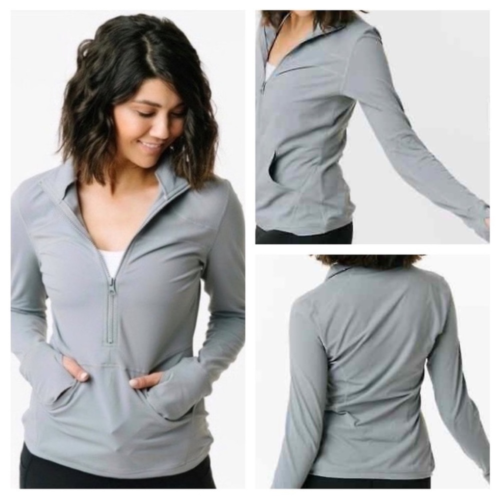 ZYIA ACTIVE Gray Pocket 1/2 Zip Athletic Pullover Size L